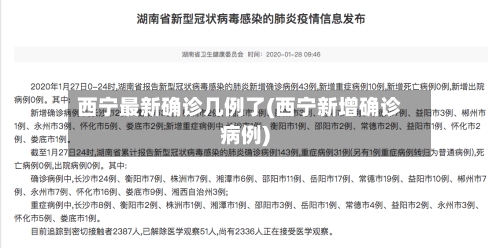 西宁最新确诊几例了(西宁新增确诊病例)
