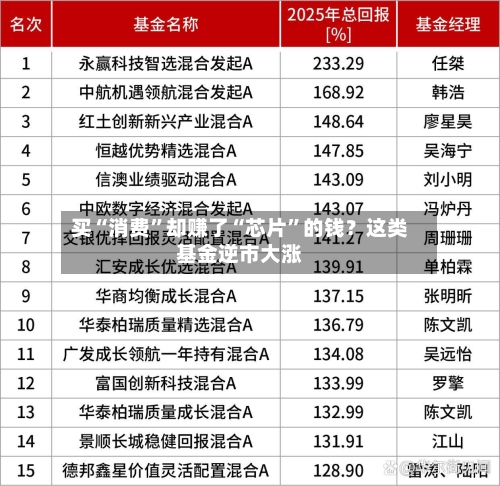 买“消费”却赚了“芯片”的钱？这类基金逆市大涨-第3张图片