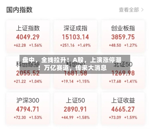 盘中	，全线拉升！A股，上演涨停潮！万亿赛道，传来大消息-第2张图片