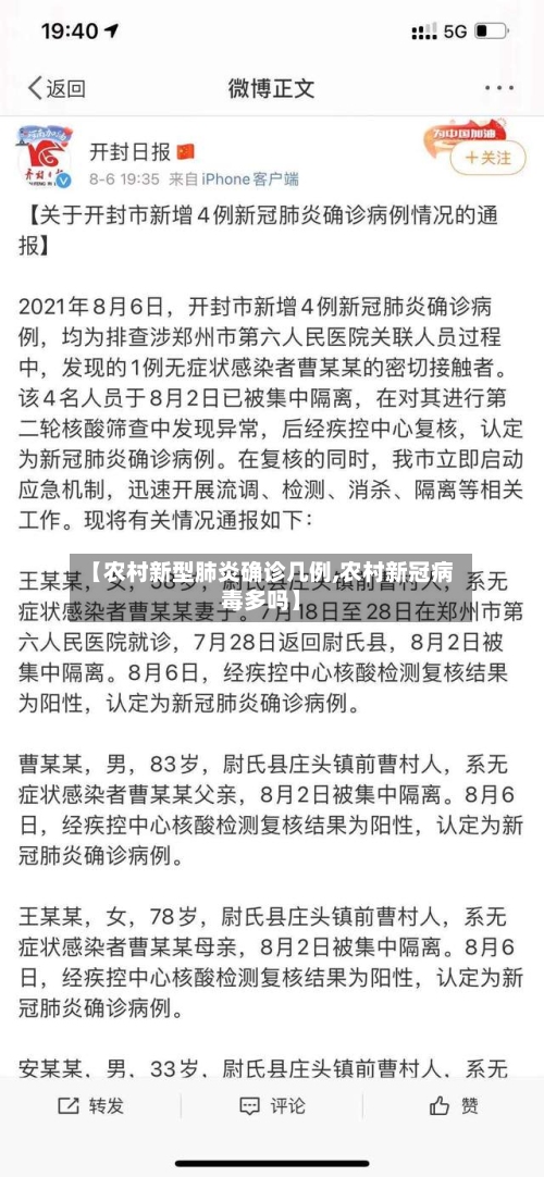 【农村新型肺炎确诊几例,农村新冠病毒多吗】-第3张图片