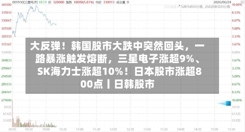 大反弹！韩国股市大跌中突然回头，一路暴涨触发熔断，三星电子涨超9%、SK海力士涨超10%！日本股市涨超800点丨日韩股市-第2张图片