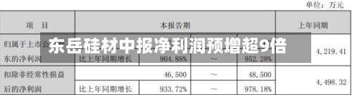 东岳硅材中报净利润预增超9倍-第1张图片