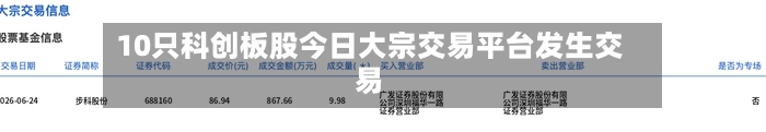 10只科创板股今日大宗交易平台发生交易-第3张图片