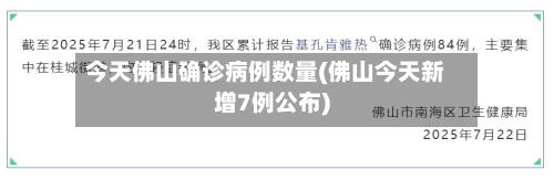 今天佛山确诊病例数量(佛山今天新增7例公布)